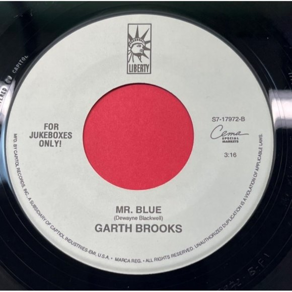 Garth Brooks One Night a Day / Mr. Blue 45 Country Liberty Jukebox 17972 - Picture 2 of 4